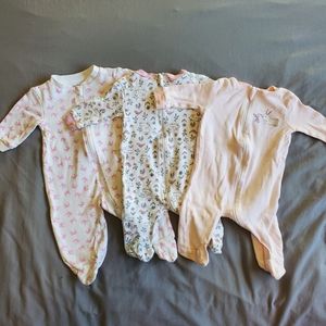 3 Easter/Spring Footie Sleepers Baby 0-3 months